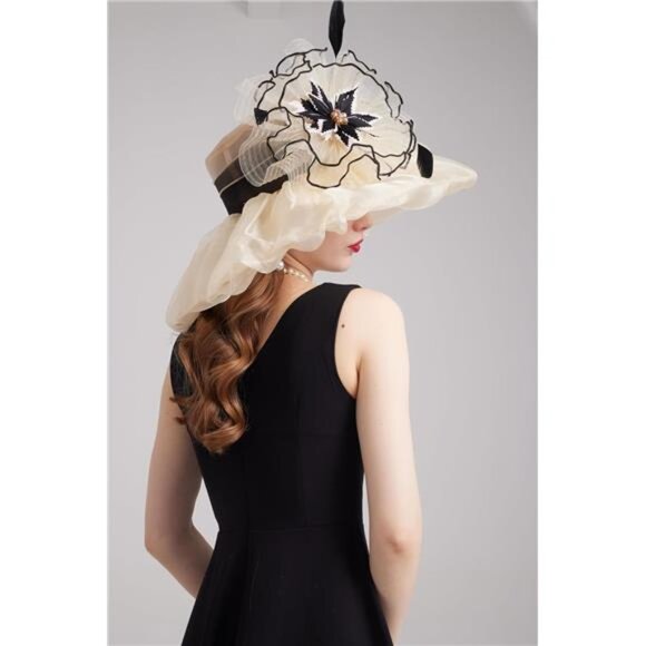 Women's Kentucky Derby Church Dress Hat Stylef-beige - Picture 6 of 7